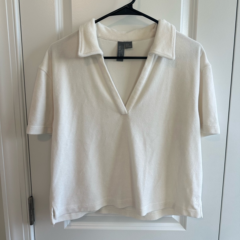 Sweaty Betty Cream Short Sleeve Polo Top